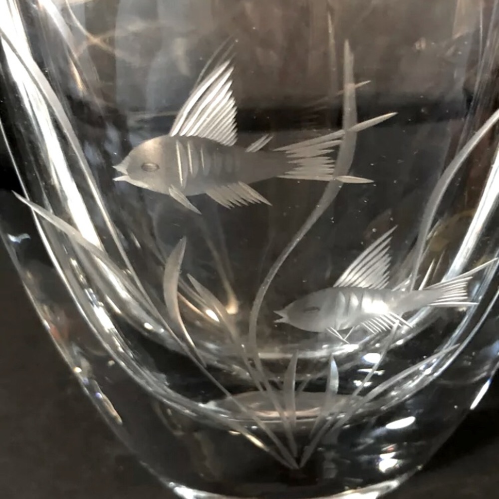 Tiffany, Signed&#d Stromberg Etched Aquarium Vase